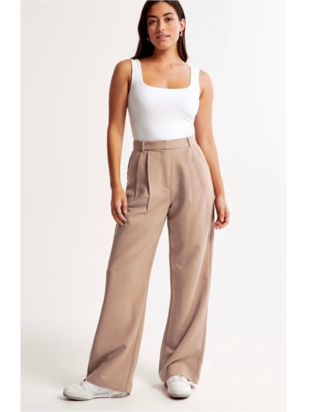 Abercrombie & Fitch Sloane Tailored Wide Leg Pant 34 / 18S Taupe Tan